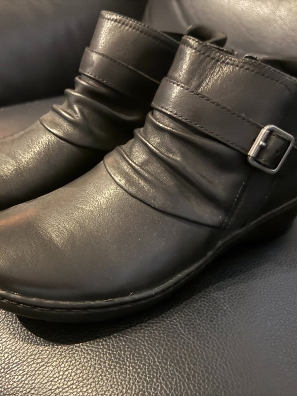 Black Leather Cora Rouched Bootie by Clark's